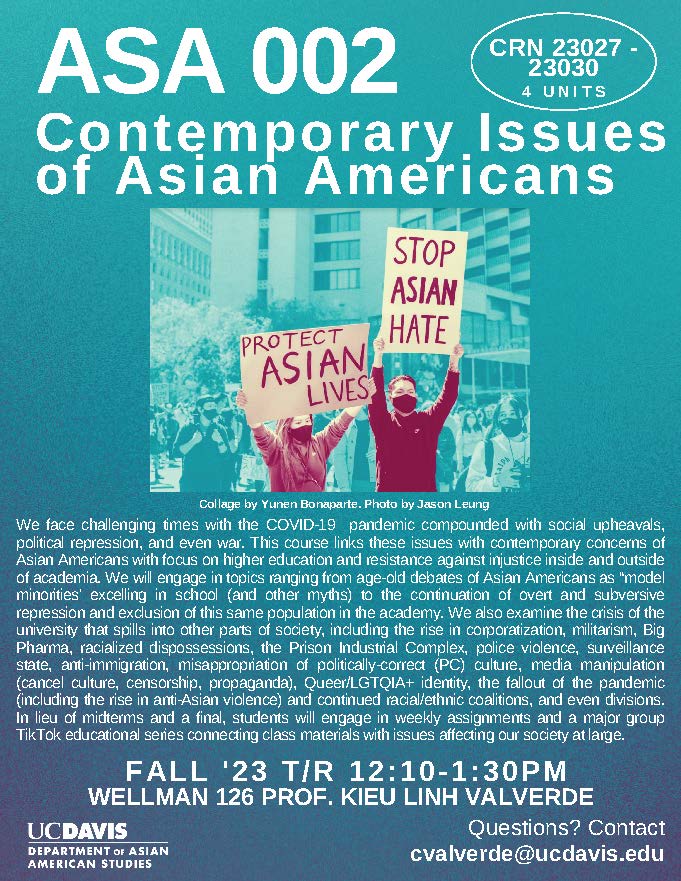 ASA 2 Contemporary Issues of Asian Americans course flyer for Fall 2023