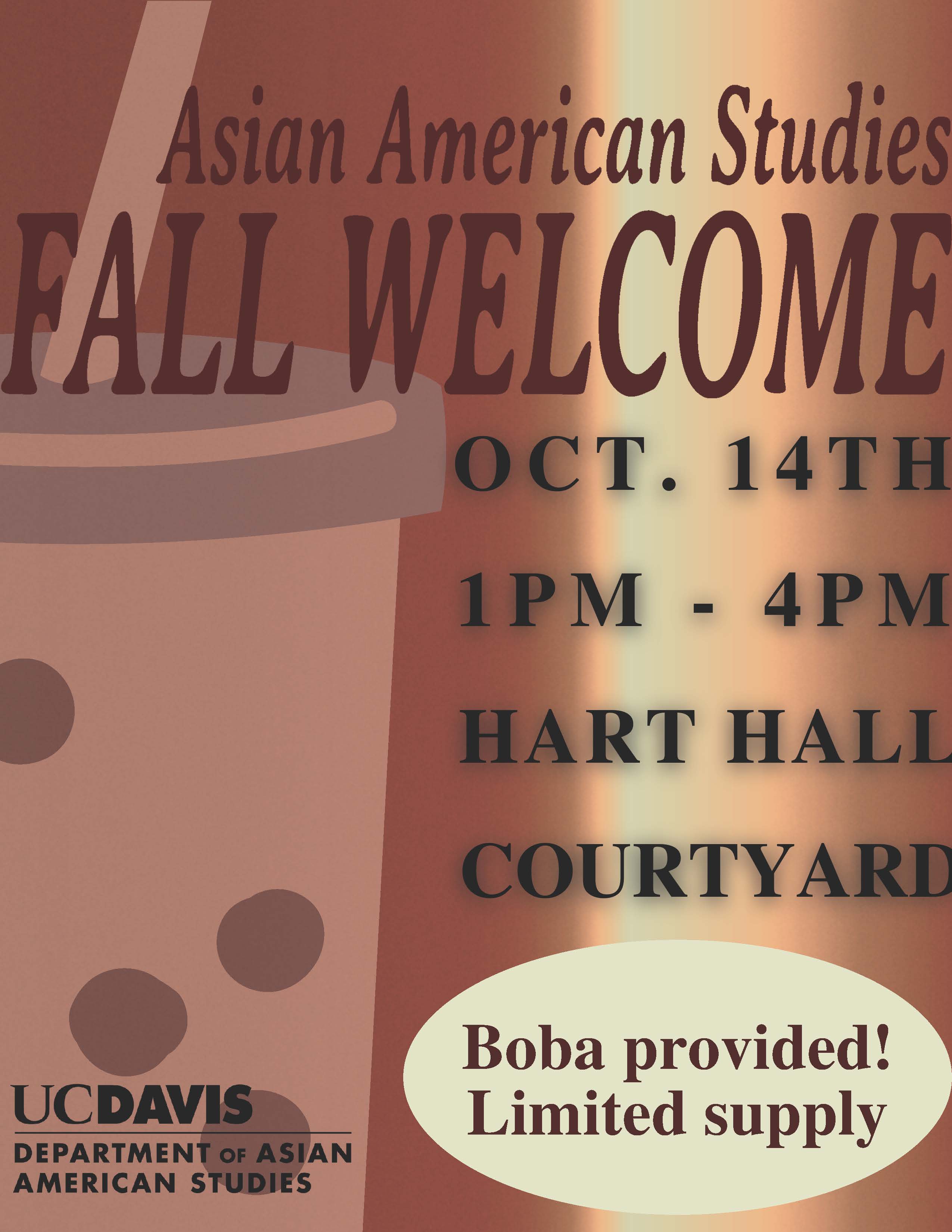Asian American Studies Fall Welcome Event Flyer for Fall 2023