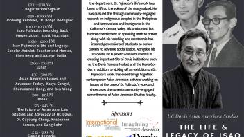 Event program, "The Life and Legacy of Isao Fujimoto," page 1 of 2