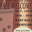Asian American Studies Fall Welcome Event Flyer for Fall 2023